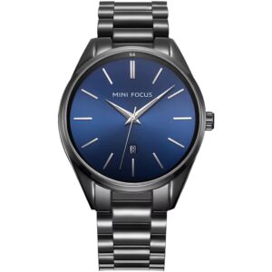 mf0050g 02 mini focus watch men blue dial black stainless steel strap