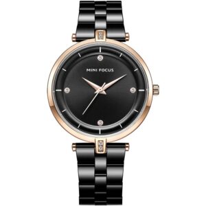 mf0120l 02 mini focus watch women black dial stainless steel strap