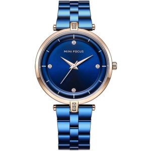 mf0120l 03 mini focus watch women blue dial stainless steel strap