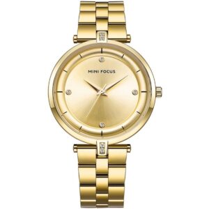 mf0120l 04 mini focus watch women gold dial stainless steel strap