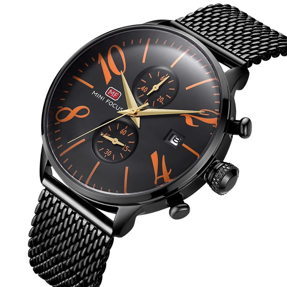 Mini Focus Men's Black Mesh Watch MF0135G-08 | Watches Prime Mini Focus Men's Black Mesh Watch MF0135G-08 | Watches Prime