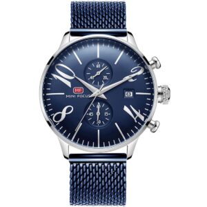 mf0135g 11 mini focus watch men blue dial silver stainless steel strap mesh