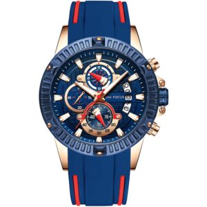 mf0244g 01 mini focus watch men chronograph blue dial rubber strap