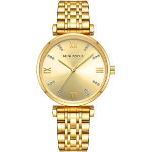 mf0335l 02 mini focus watch women gold dial stainless steel strap