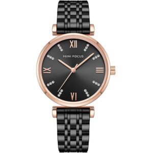 mf0335l 05 mini focus watch women black dial stainless steel strap