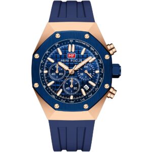 mf0417g 02 mini focus watch men chronograph blue dial rubber strap