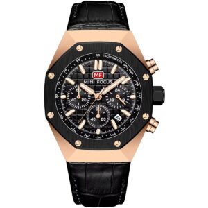 mf0417g 05 mini focus watch men chronograph black dial leather strap