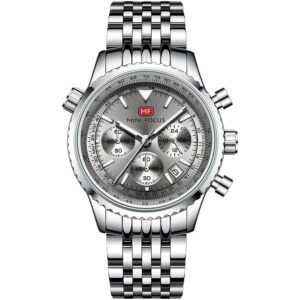 mf0463g 01 mini focus watch men chronograph grey dial silver stainless steel strap