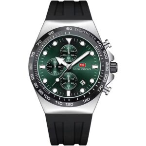mf0488g 03 mini focus watch men chronograph green dial black rubber strap