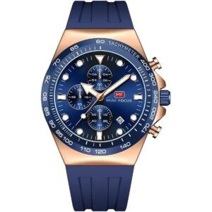 mf0488g 06 mini focus watch men chronograph blue dial rubber strap