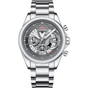 mf0490g 01 mini focus watch men chronograph grey dial silver stainless steel strap