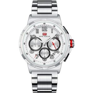 mf0492g 01 mini focus watch men chronograph silver dial stainless steel strap
