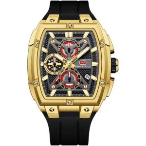 mf0602g 03 mini focus watch men square chronograph black dial rubber strap