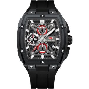 mf0602g 05 mini focus watch men square chronograph black dial rubber strap