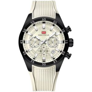 mf0627g 05 mini focus watch men chronograph white dial rubber strap