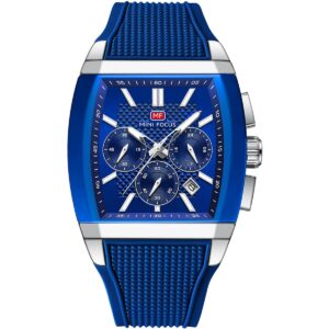 mf0628g 02 mini focus watch men square chronograph blue dial rubber strap