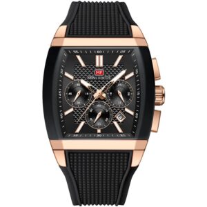 mf0628g 03 mini focus watch men square chronograph black dial rubber strap