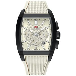 mf0628g 05 mini focus watch men square chronograph white dial rubber strap