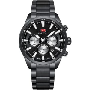 mf0634g 05 mini focus watch men chronograph black dial stainless steel strap